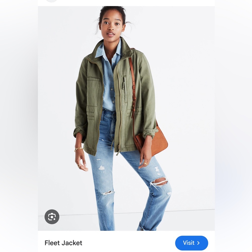 Madewell Fleet Jacket, Army Green, Size Small, Excellent condition